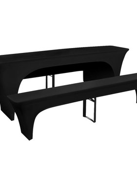 VidaXL Hoezen voor biertafel en banken stretch zwart 3 stuks 225 x 70 x 80 cm