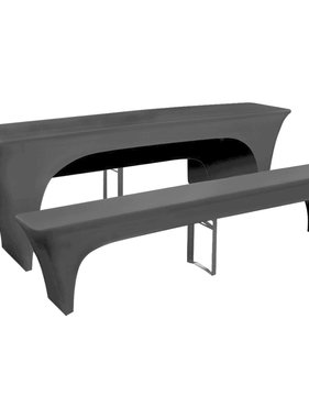 VidaXL Hoes voor biertafel en banken 225x50x80 cm stretch zwart 3 st