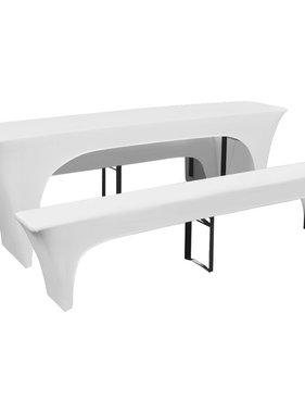 VidaXL Hoezen voor biertafel en banken stretch wit 3 stuks 220 x 70 x 80 cm