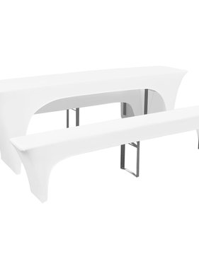 VidaXL Hoes voor biertafel en banken 225x50x80 cm stretch wit 3 st