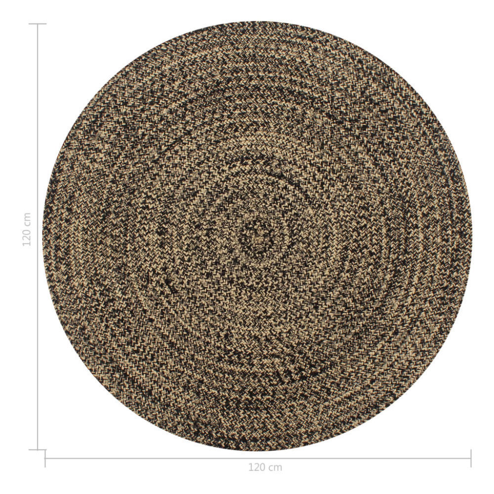 VidaXL Vloerkleed handgemaakt 120 cm jute zwart en naturel