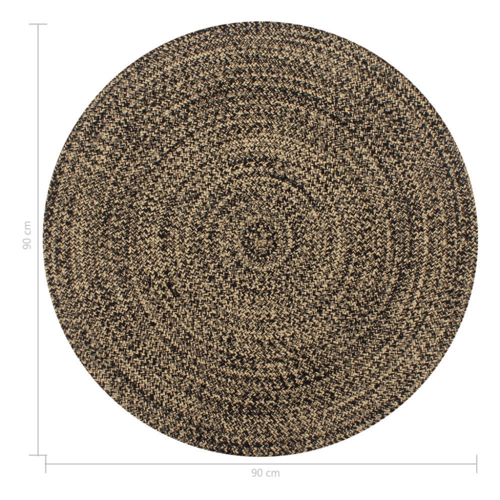 VidaXL Vloerkleed handgemaakt 90 cm jute zwart en naturel