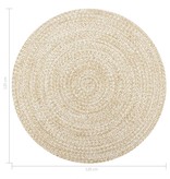 VidaXL Vloerkleed handgemaakt 120 cm jute wit en naturel