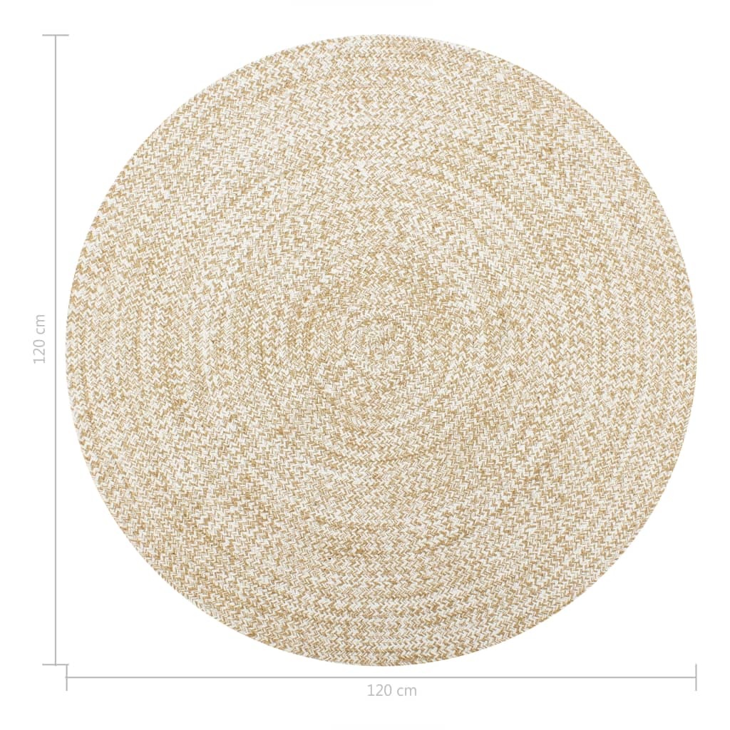 VidaXL Vloerkleed handgemaakt 120 cm jute wit en naturel