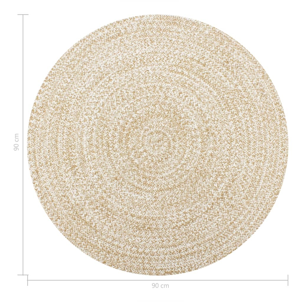 vidaXL Vloerkleed handgemaakt 90 cm jute wit en naturel