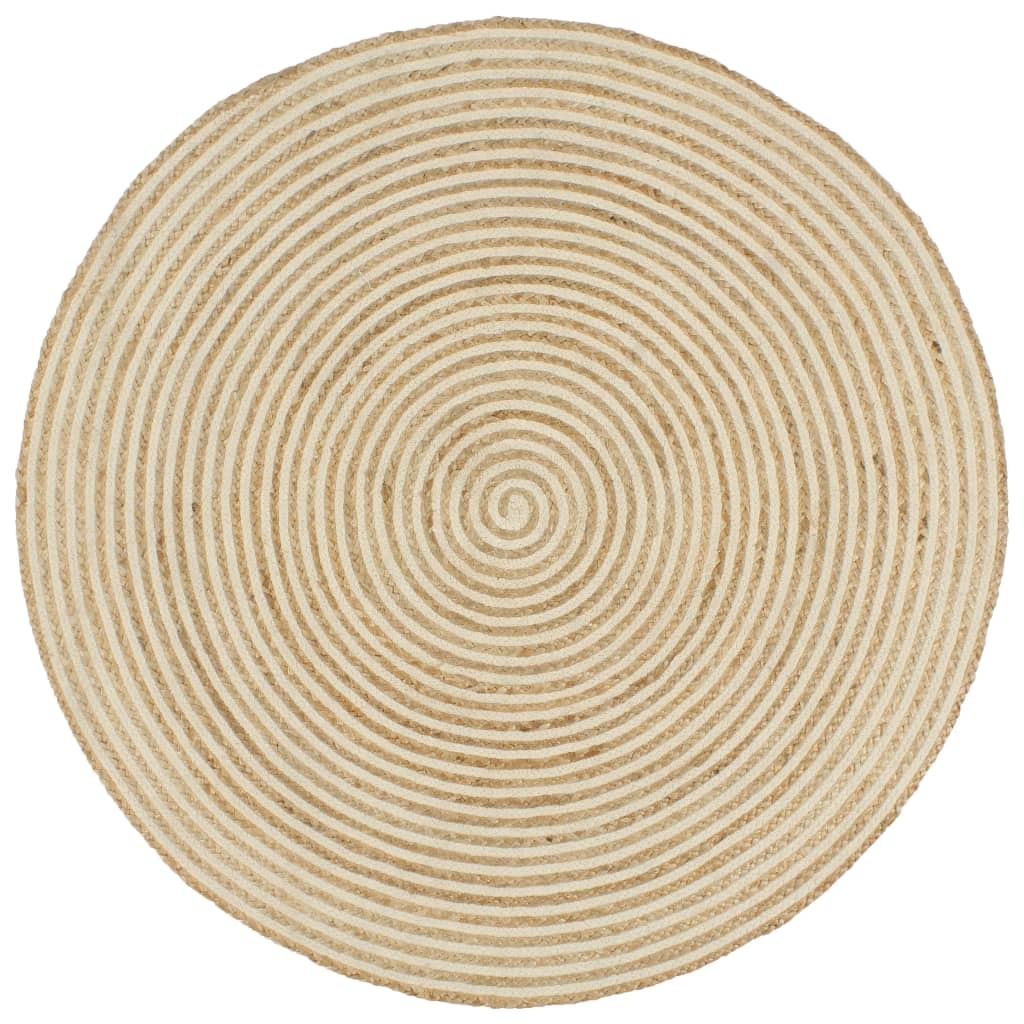 VidaXL Vloerkleed handgemaakt met spiraal ontwerp 150 cm jute wit