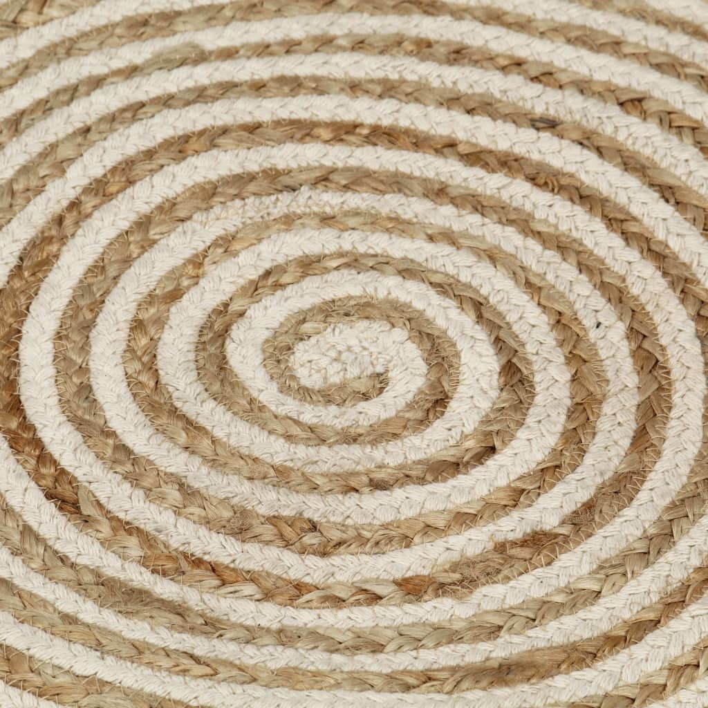 VidaXL Vloerkleed handgemaakt met spiraal ontwerp 150 cm jute wit