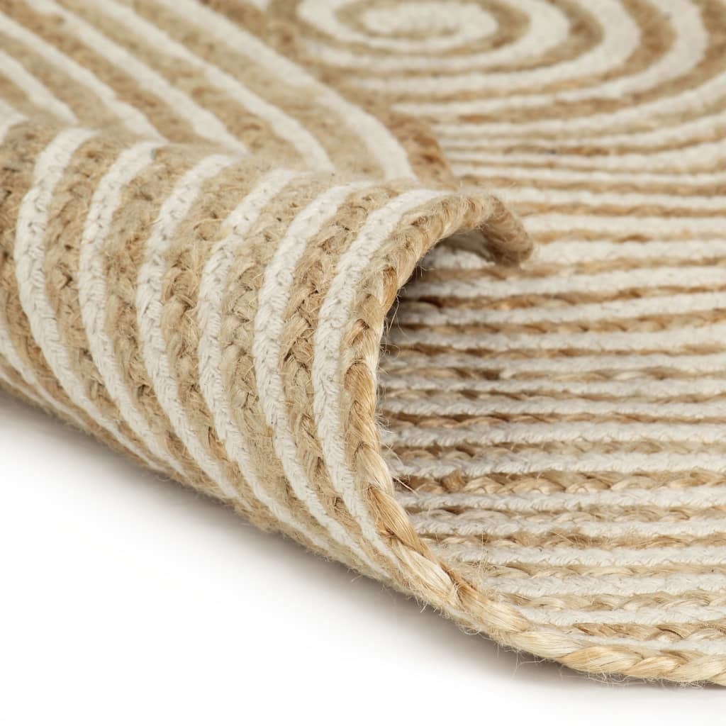 VidaXL Vloerkleed handgemaakt met spiraal ontwerp 150 cm jute wit