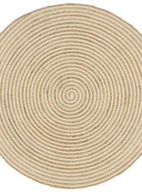 VidaXL Vloerkleed handgemaakt met spiraal print 90 cm jute wit