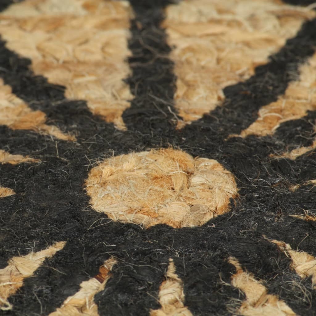 VidaXL Vloerkleed handgemaakt met zwarte print 120 cm jute