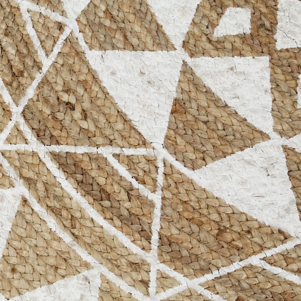 VidaXL Vloerkleed handgemaakt met witte print 90 cm jute