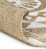 VidaXL Vloerkleed handgemaakt met witte print 90 cm jute