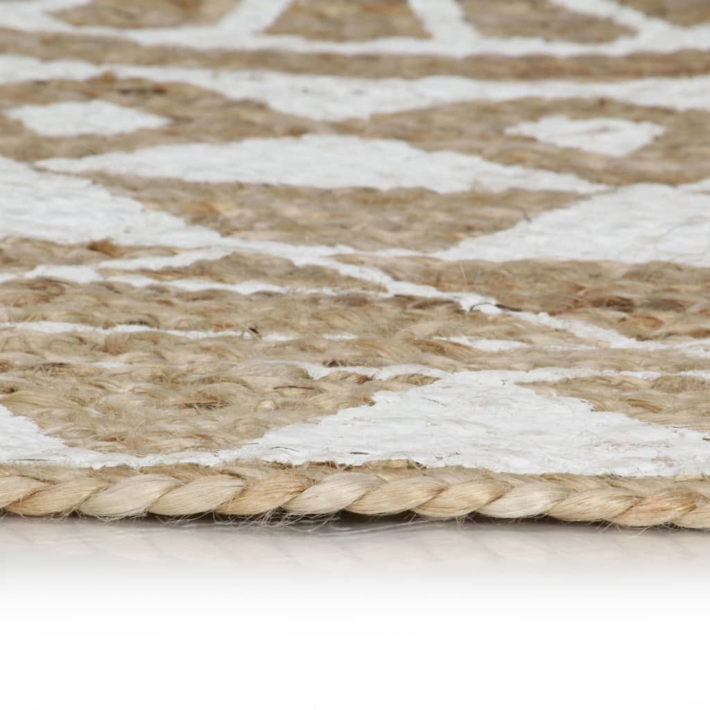 VidaXL Vloerkleed handgemaakt met witte print 90 cm jute