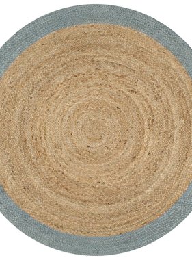 VidaXL Vloerkleed handgemaakt met olijfgroene rand 120 cm jute