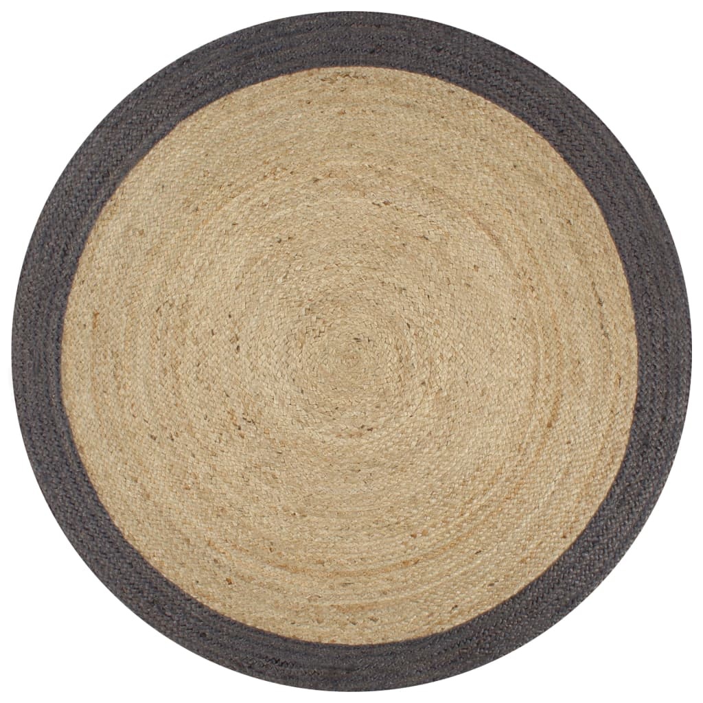 VidaXL Vloerkleed handgemaakt met donkergrijze rand 120 cm jute