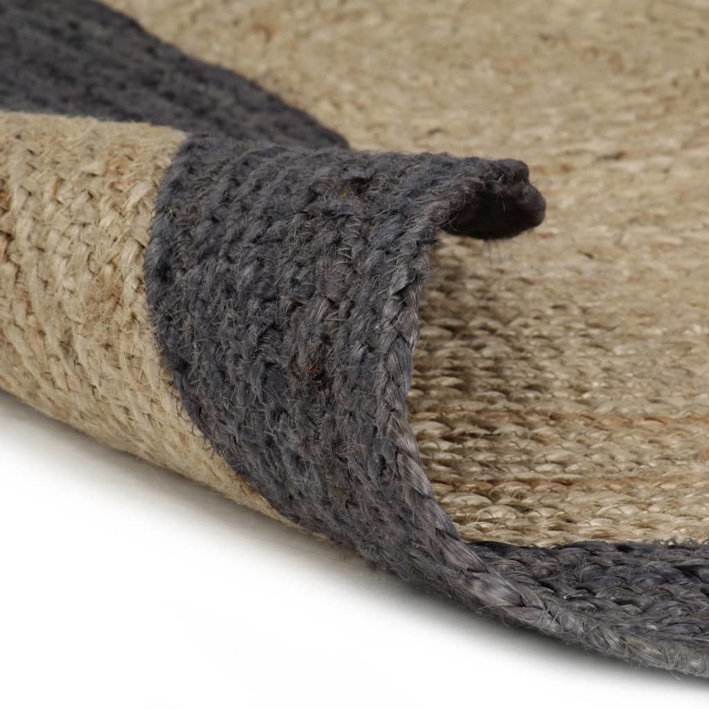 VidaXL Vloerkleed handgemaakt met donkergrijze rand 120 cm jute