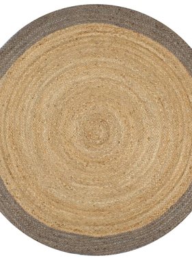 VidaXL Vloerkleed handgemaakt met grijze rand 120 cm jute