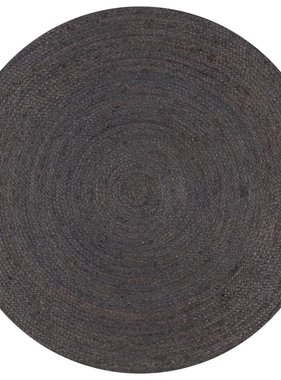 VidaXL Vloerkleed handgemaakt rond 150 cm jute donkergrijs