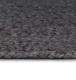VidaXL Vloerkleed handgemaakt rond 150 cm jute donkergrijs