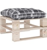 VidaXL Hockerkussen pallet ruitpatroon stof grijs