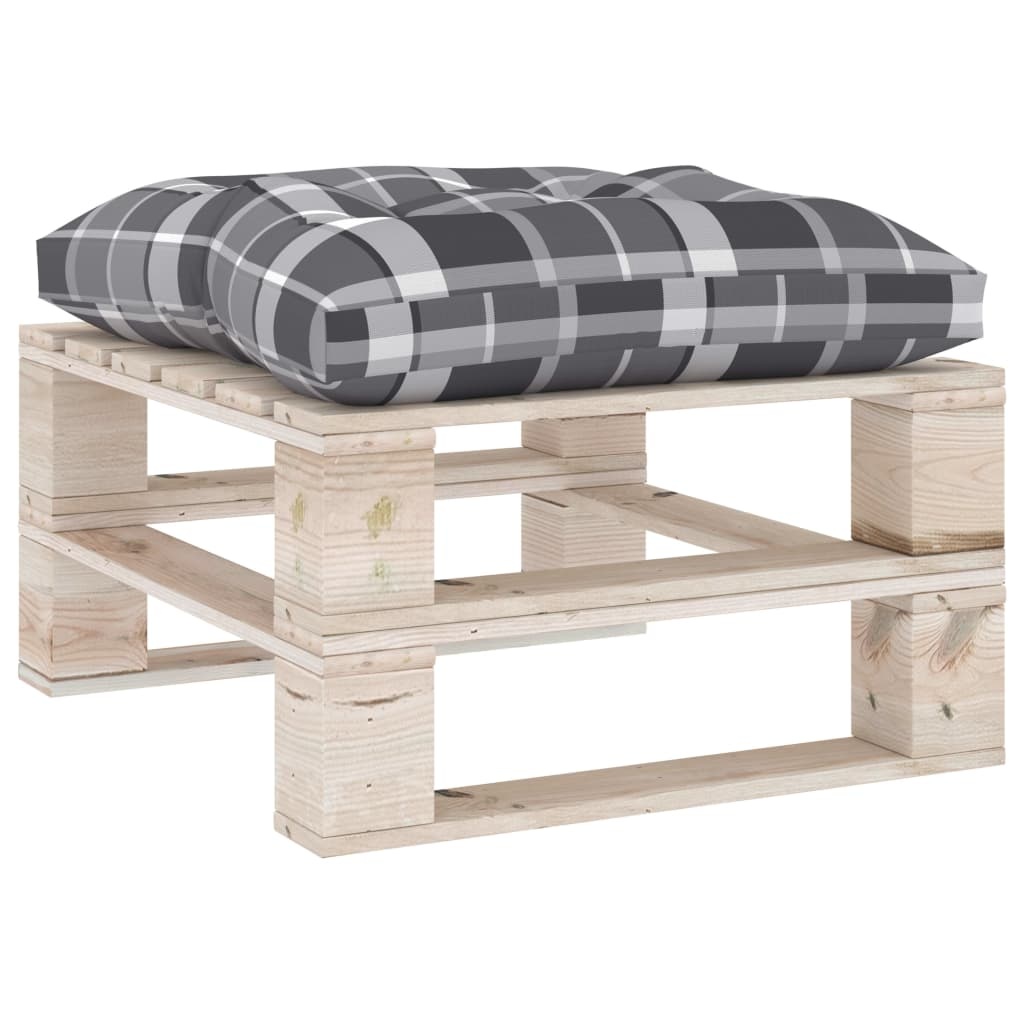 VidaXL Hockerkussen pallet ruitpatroon stof grijs