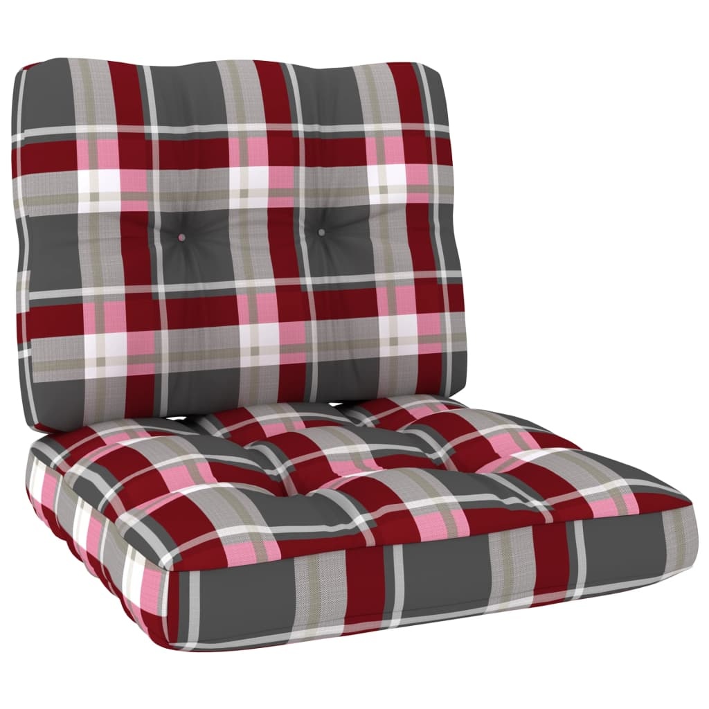 VidaXL Bankkussens pallet 2 st ruitpatroon rood