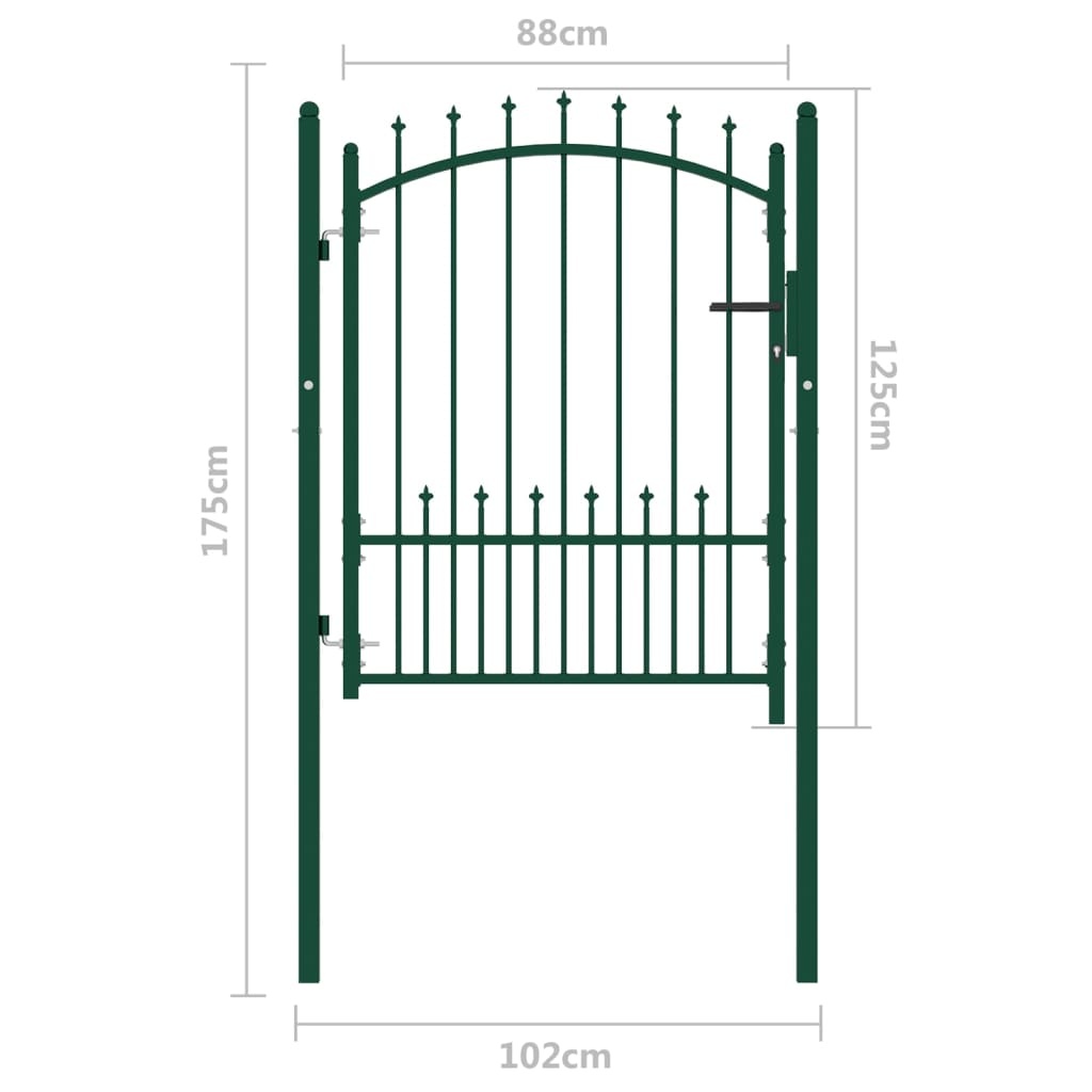 VidaXL Poort met speerpunten 100x125 cm staal groen