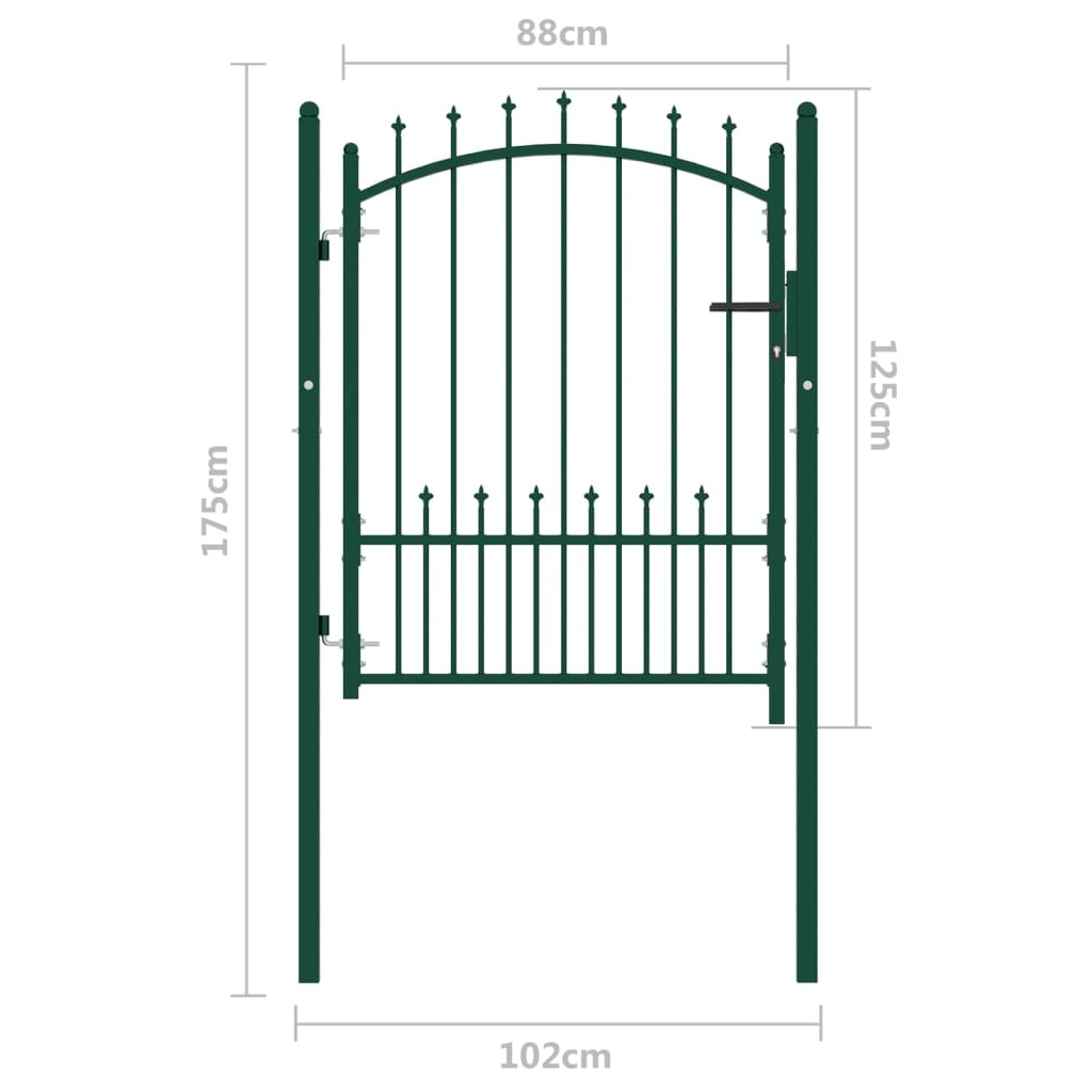 vidaXL Poort met speerpunten 100x125 cm staal groen