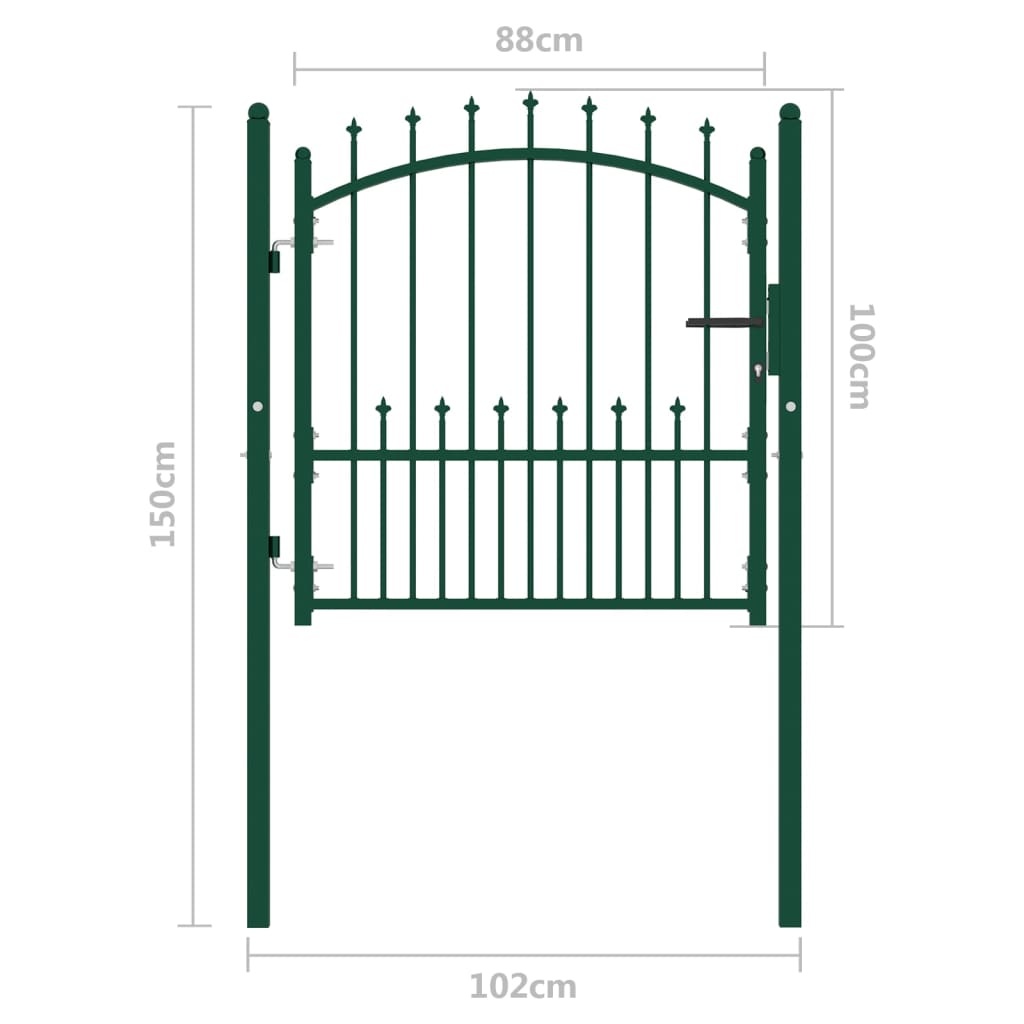 VidaXL Poort met speerpunten 100x100 cm staal groen