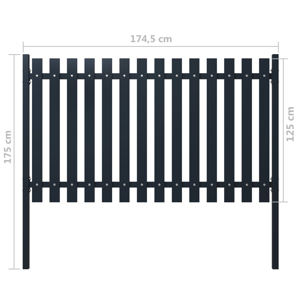 VidaXL Schuttingpaneel 174,5x125 cm gepoedercoat staal antraciet