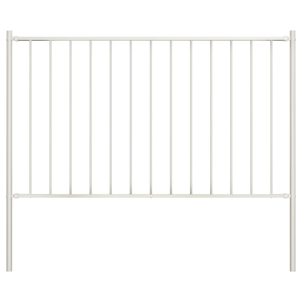 VidaXL Hekpaneel met palen 1,7x1,25 m gepoedercoat staal wit