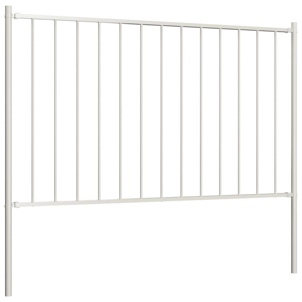 VidaXL Hekpaneel met palen 1,7x1,25 m gepoedercoat staal wit