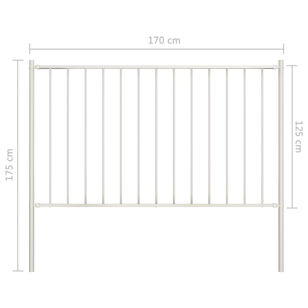 VidaXL Hekpaneel met palen 1,7x1,25 m gepoedercoat staal wit