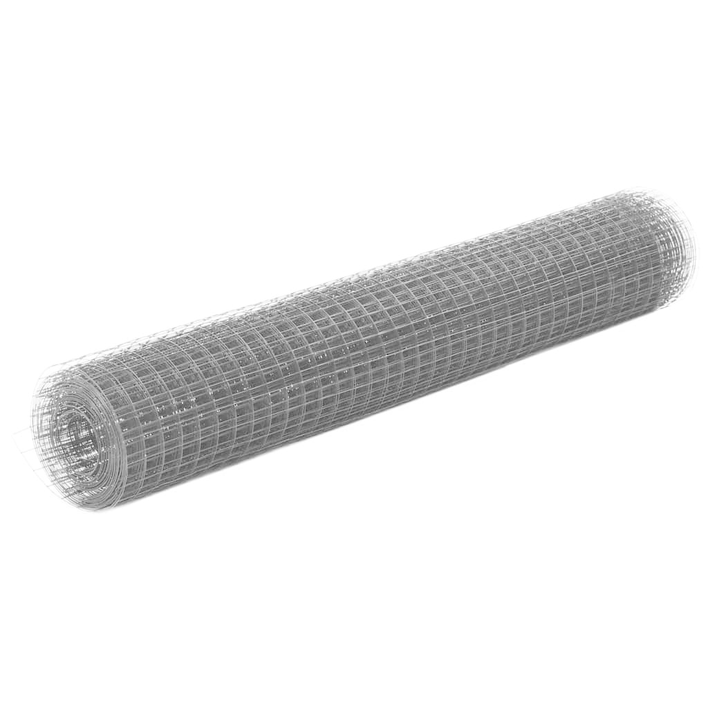 VidaXL Kippengaas 10x1 m staal met PVC coating grijs
