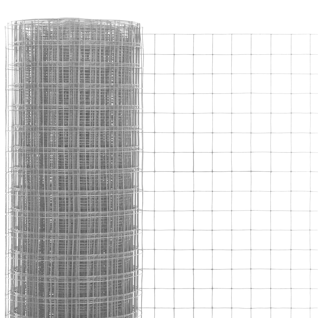 VidaXL Kippengaas 10x1 m staal met PVC coating grijs