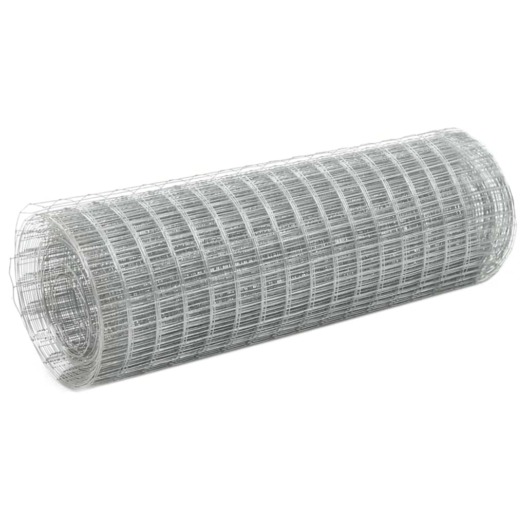 VidaXL Kippengaas 10x0,5 m gegalvaniseerd staal zilverkleurig