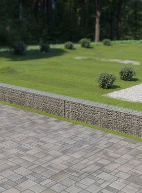 VidaXL Schanskorfmuur met deksels 600x30x50 cm gegalvaniseerd staal