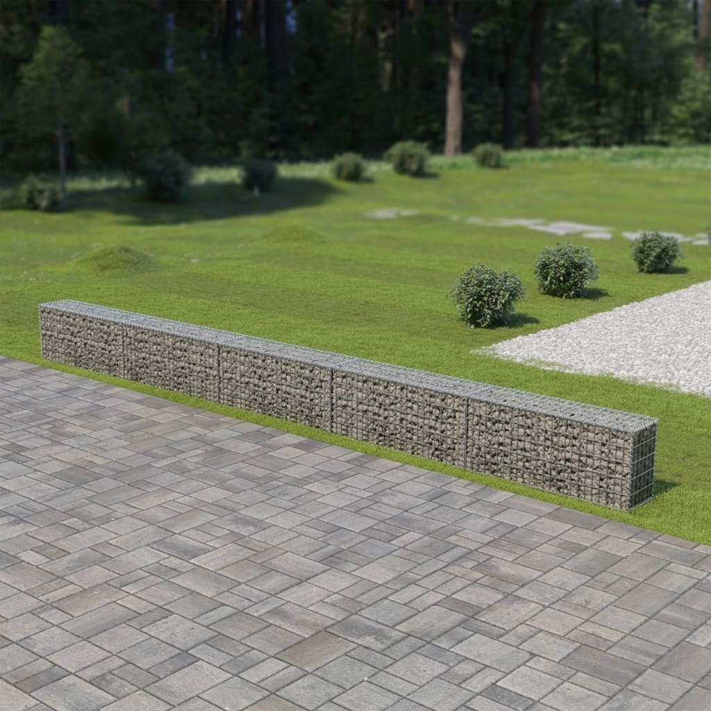 VidaXL Schanskorfmuur met deksels 600x30x50 cm gegalvaniseerd staal