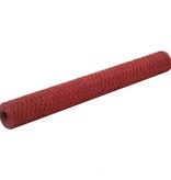 VidaXL Kippengaas 25x1,2 m staal met PVC coating rood