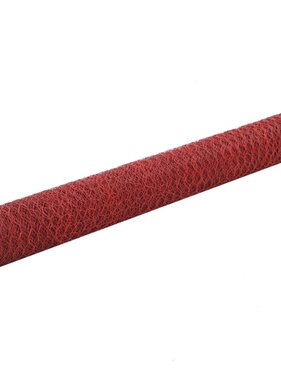 VidaXL Kippengaas 25x1,2 m staal met PVC coating rood