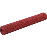 VidaXL Kippengaas 25x1 m staal met PVC coating rood