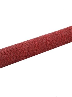 VidaXL Kippengaas 25x1 m staal met PVC coating rood
