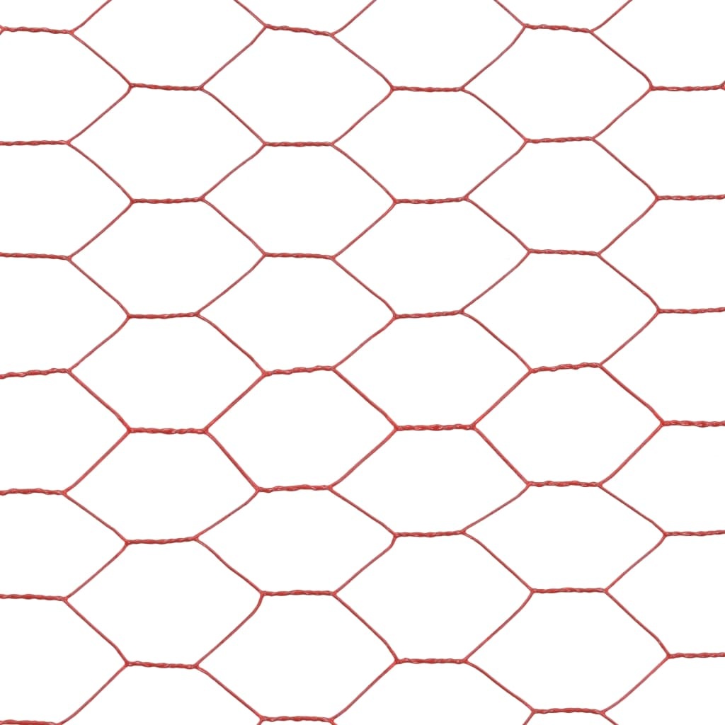 VidaXL Kippengaas 25x1 m staal met PVC coating rood