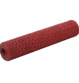 VidaXL Kippengaas 25x0,75 m staal met PVC coating rood