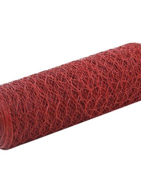 VidaXL Kippengaas 25x0,5 m staal met PVC coating rood