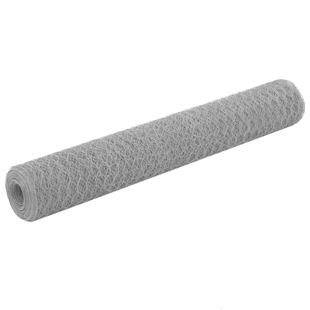 VidaXL Kippengaas 25x1 m staal met PVC coating grijs
