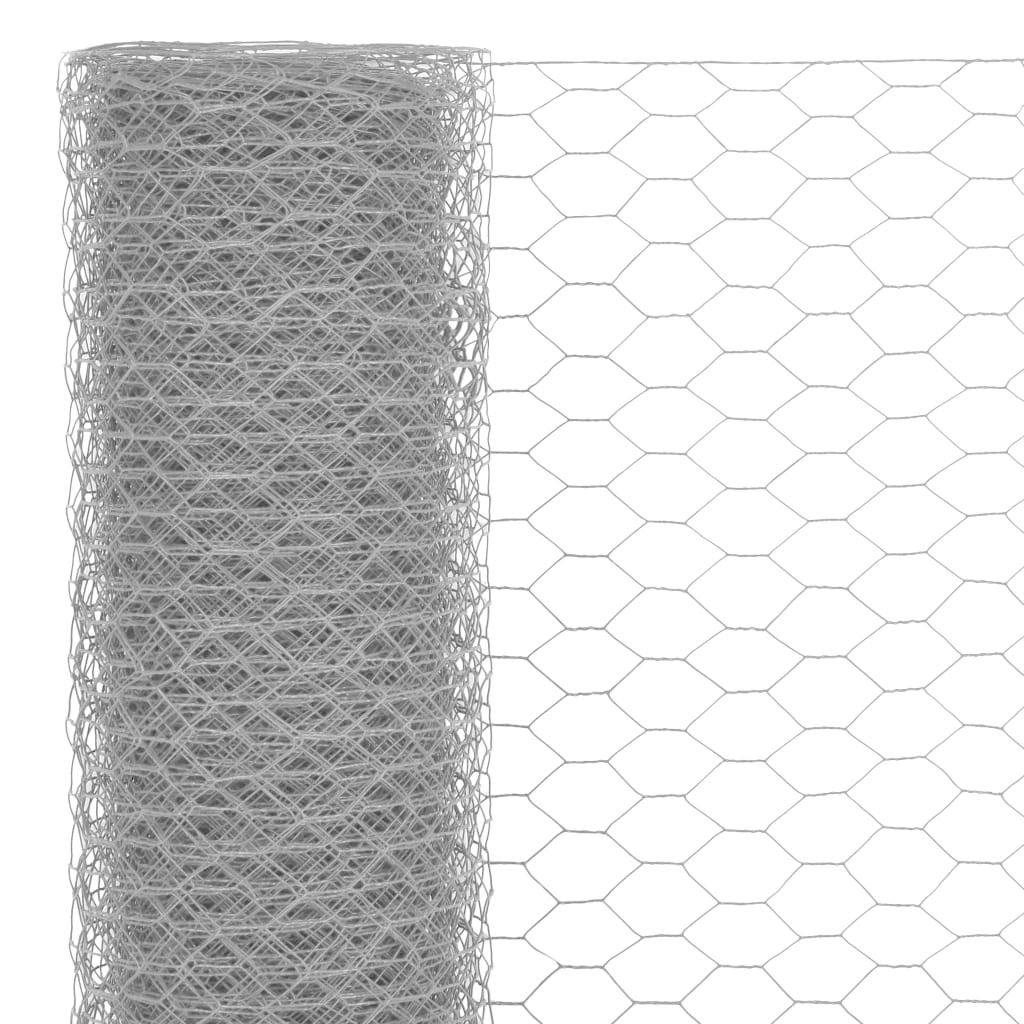 VidaXL Kippengaas 25x1 m staal met PVC coating grijs