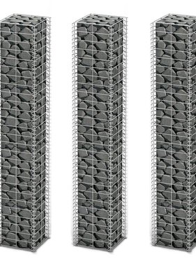 VidaXL 3-delige Schanskorfset 25x25x150 cm gegalvaniseerd draad