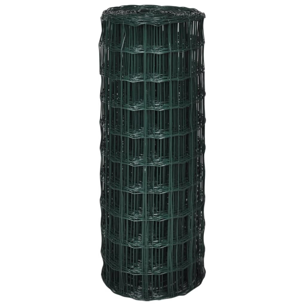 VidaXL Euro hek 25x1,0 m staal groen