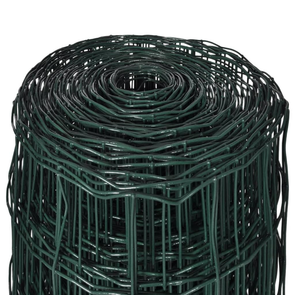 VidaXL Euro hek 25x1,0 m staal groen